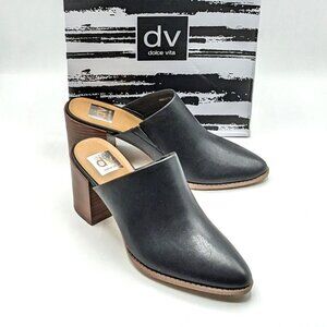 Dv by Dolce Vita “Nero” Women’s Dress Shoes / Stacked Block Heeled Mule (Black)